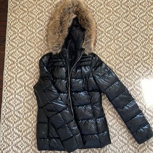 Fitted Puffer Jacket with fur hood,  XS